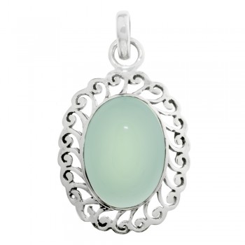 Colgante piedra cuarzo rosa oval grande Plata de Ley 925 - Karissma 2