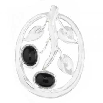 Colgante hojas con doble ónix Plata de Ley 925 - Karissma