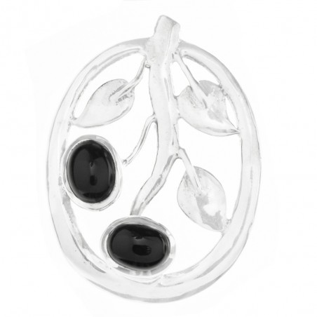 Colgante hojas con doble ónix Plata de Ley 925 - Karissma