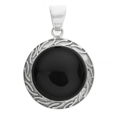 Colgante ónix redondo con base de Plata de Ley 925 - Karissma