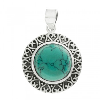 Colgante redondo de turquesa Plata de Ley 925 - Karissma