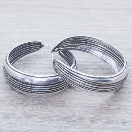 Pendientes aro oxidado Plata de Ley 925