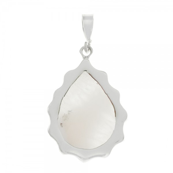 Colgante gota de ágata con base de Plata de Ley 925 ondulada - Karissma