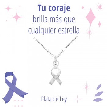 Collar lazo lucha contra el cáncer Plata de Ley - Karissma