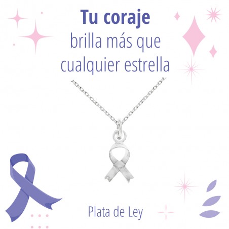 Collar lazo lucha contra el cáncer Plata de Ley - Karissma