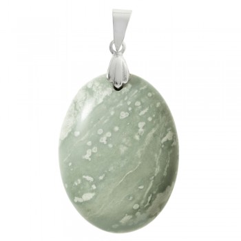 Colgante XL oval jade musgo Plata de Ley 925 - Karissma