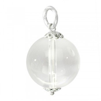 Colgante bola piedra cuarzo blanco Plata de Ley - Karissma