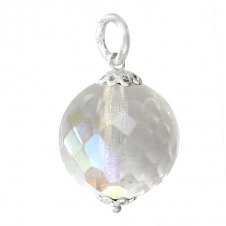 Colgante bola cristal facetado Plata de Ley - Karissma
