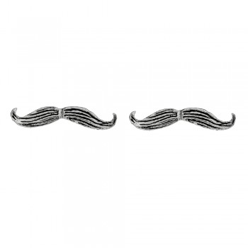 Pendientes mini bigote Plata de Ley - Karissma