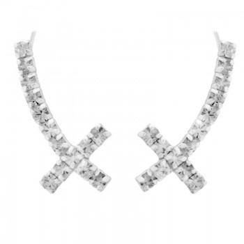 Pendientes climbers cruz de circonita Plata de Ley 925