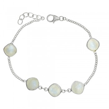 Pulsera grumet con piedra de luna Plata de Ley - Karissma