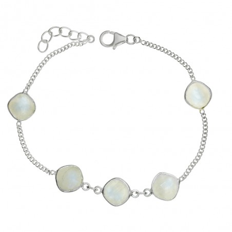Pulsera grumet con piedra de luna Plata de Ley - Karissma