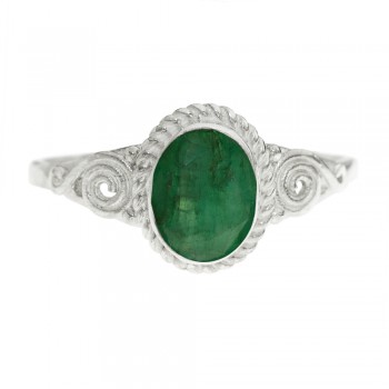 Anillo espirales piedra oval Plata de Ley - Karissma 2