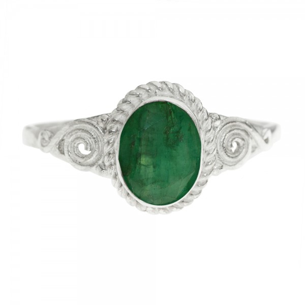 Anillo espirales piedra oval Plata de Ley - Karissma