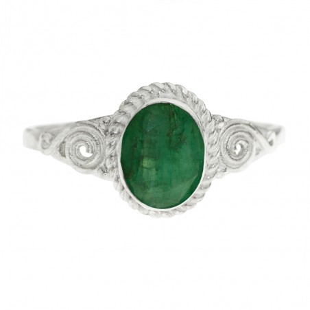 Anillo espirales piedra oval Plata de Ley - Karissma