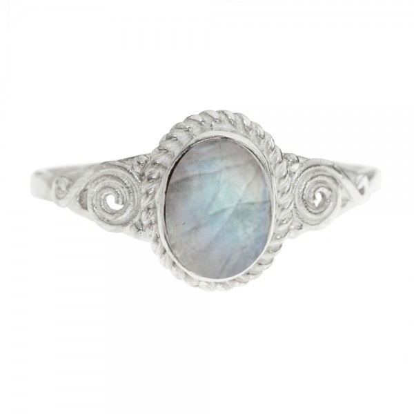 Anillo espirales piedra oval Plata de Ley - Karissma