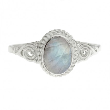 Anillo espirales piedra oval Plata de Ley - Karissma