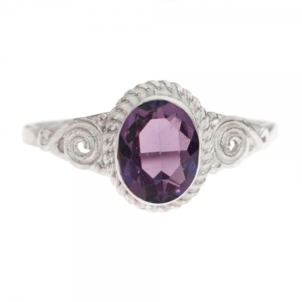 Anillo espirales piedra oval Plata de Ley - Karissma