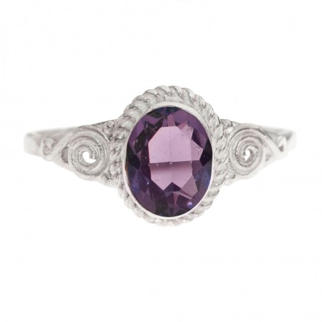 Anillo espirales piedra oval Plata de Ley - Karissma