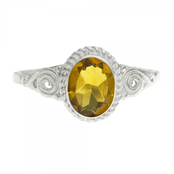 Anillo espirales piedra oval Plata de Ley - Karissma