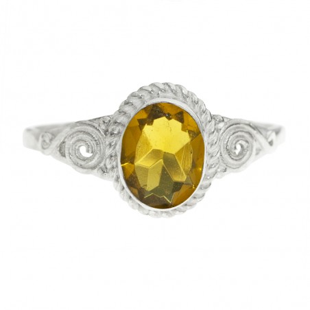Anillo espirales piedra oval Plata de Ley - Karissma