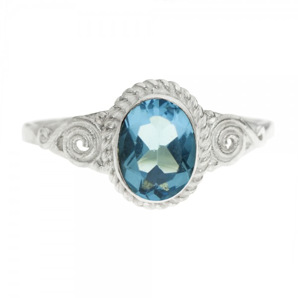 Anillo espirales piedra oval Plata de Ley - Karissma