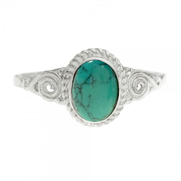 Anillo espirales piedra oval Plata de Ley - Karissma