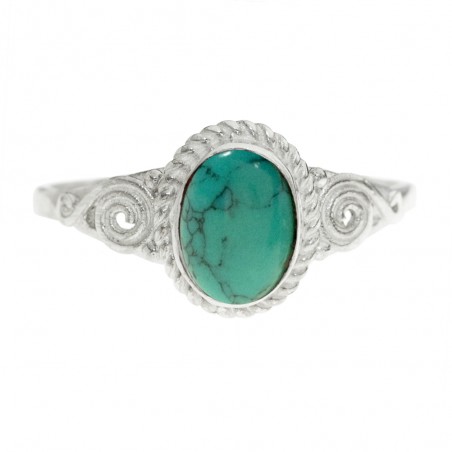 Anillo espirales piedra oval Plata de Ley - Karissma