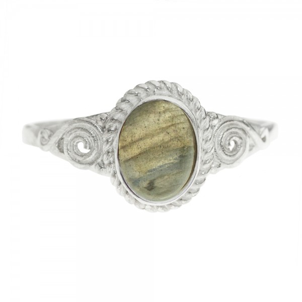 Anillo espirales piedra oval Plata de Ley - Karissma