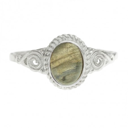 Anillo espirales piedra oval Plata de Ley - Karissma