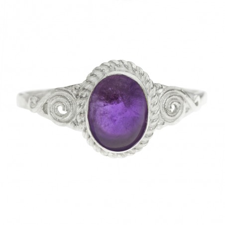 Anillo espirales piedra oval Plata de Ley - Karissma
