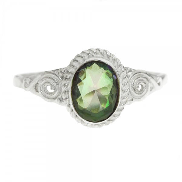 Anillo espirales piedra oval Plata de Ley - Karissma