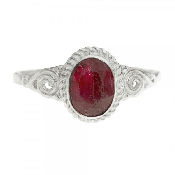 Anillo espirales piedra oval Plata de Ley - Karissma