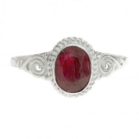 Anillo espirales piedra oval Plata de Ley - Karissma