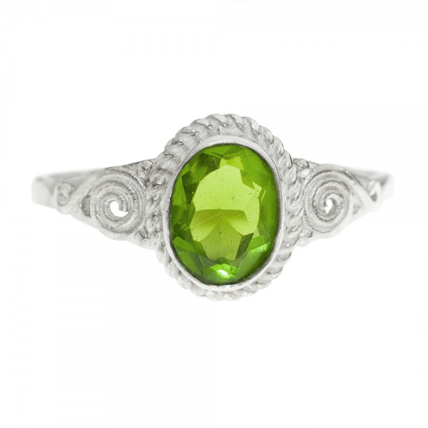 Anillo espirales piedra oval Plata de Ley - Karissma