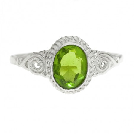 Anillo espirales piedra oval Plata de Ley - Karissma