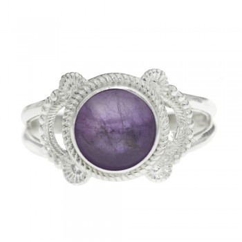 Anillo calado piedra redonda Plata de Ley - Karissma 2