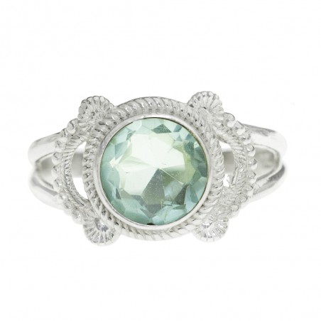 Anillo calado piedra redonda Plata de Ley - Karissma