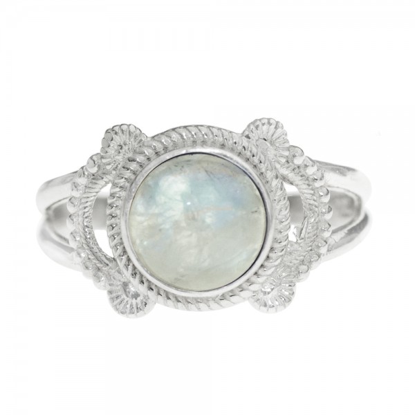 Anillo calado piedra redonda Plata de Ley - Karissma