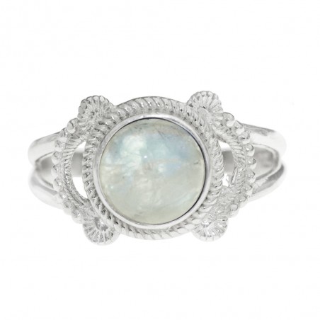 Anillo calado piedra redonda Plata de Ley - Karissma