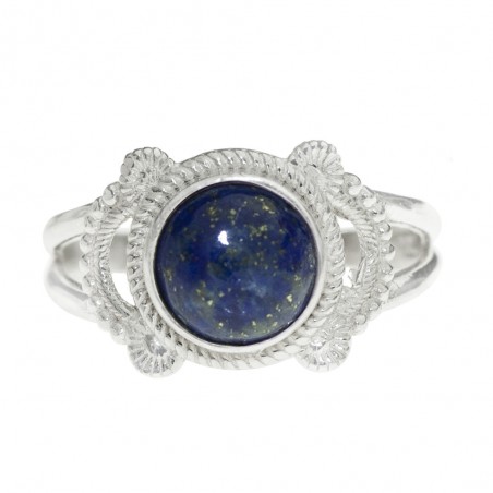 Anillo calado piedra redonda Plata de Ley - Karissma