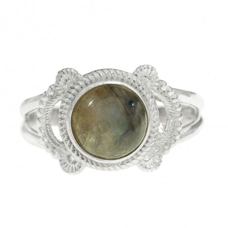 Anillo calado piedra redonda Plata de Ley - Karissma