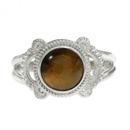 Anillo calado piedra redonda Plata de Ley - Karissma