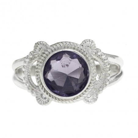 Anillo calado piedra redonda Plata de Ley - Karissma