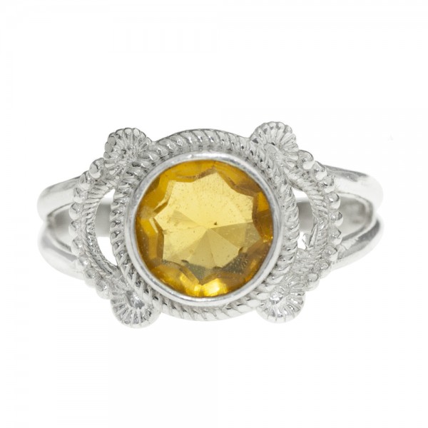 Anillo calado piedra redonda Plata de Ley - Karissma