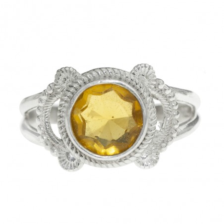 Anillo calado piedra redonda Plata de Ley - Karissma