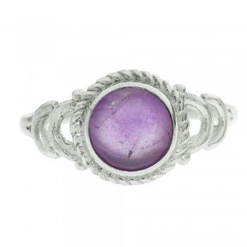 Anillo piedra redonda con cuerda Plata de Ley - Karissma 2