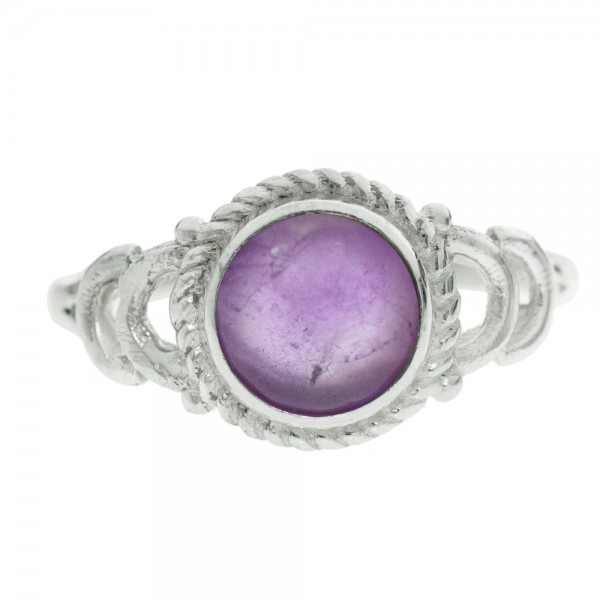 Anillo piedra redonda con cuerda Plata de Ley - Karissma