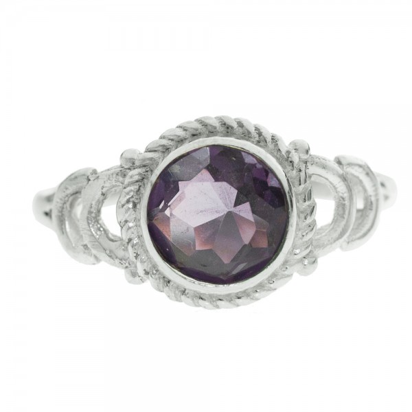 Anillo piedra redonda con cuerda Plata de Ley - Karissma