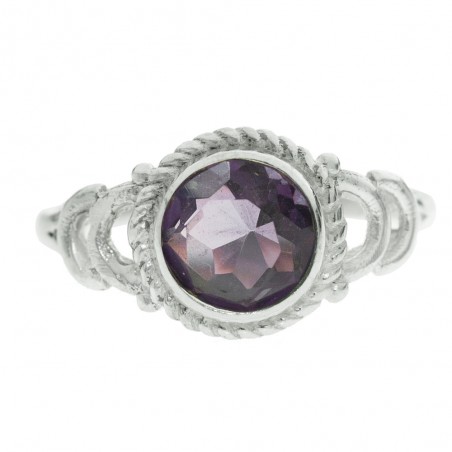 Anillo piedra redonda con cuerda Plata de Ley - Karissma